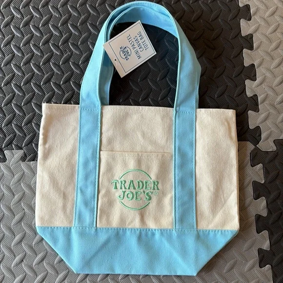 Trader Joe’s Blue Pastel Canvas Tote Bag - Picture 2 of 2